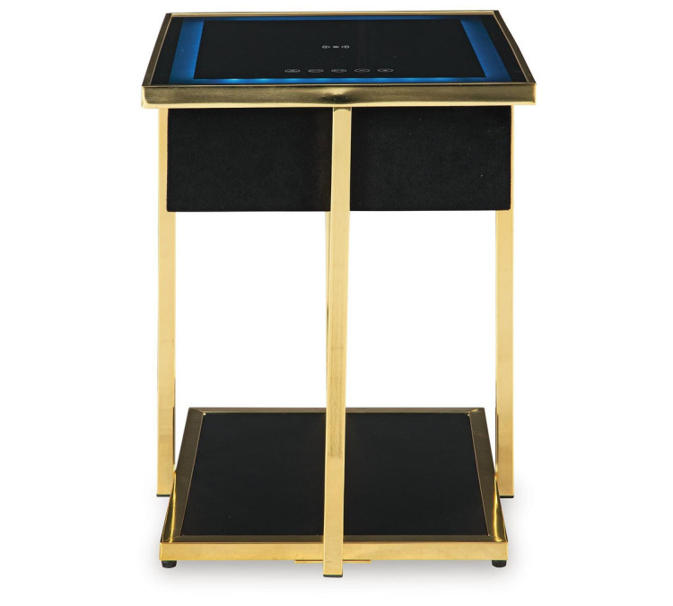 Rexwell Accent Table with Speaker - Black/Gold Finish