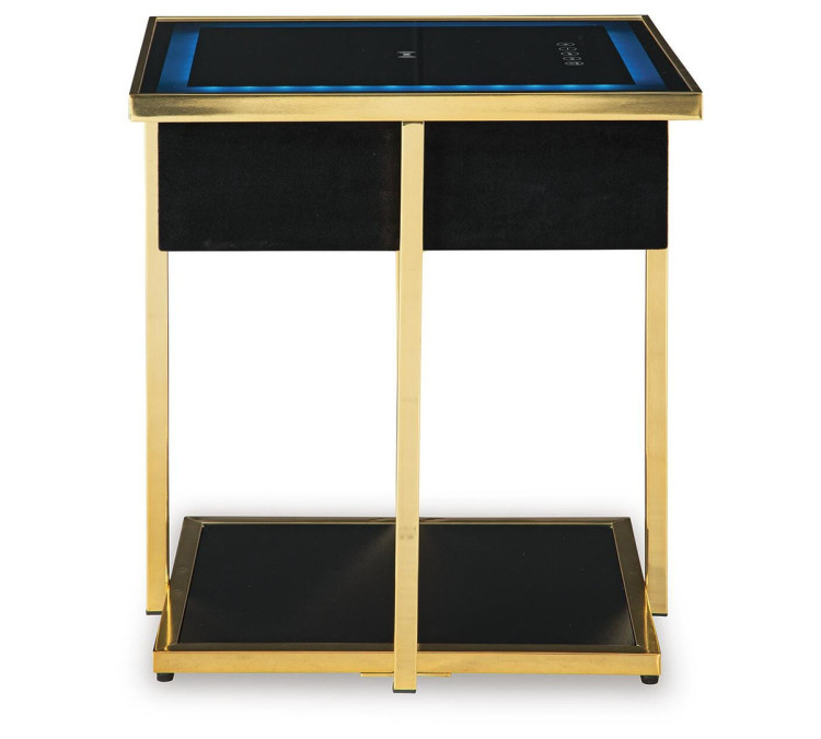 Rexwell Accent Table with Speaker - Black/Gold Finish