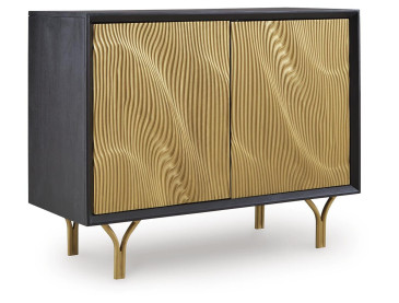 Tayner Accent Cabinet - Black/Gold Finish