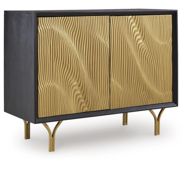 Tayner Accent Cabinet - Black/Gold Finish
