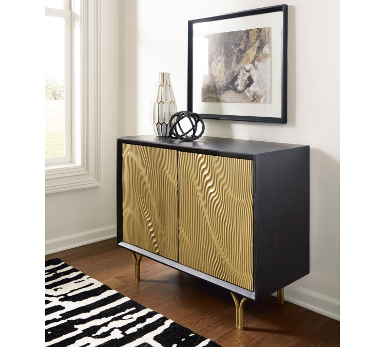 Tayner Accent Cabinet - Black/Gold Finish