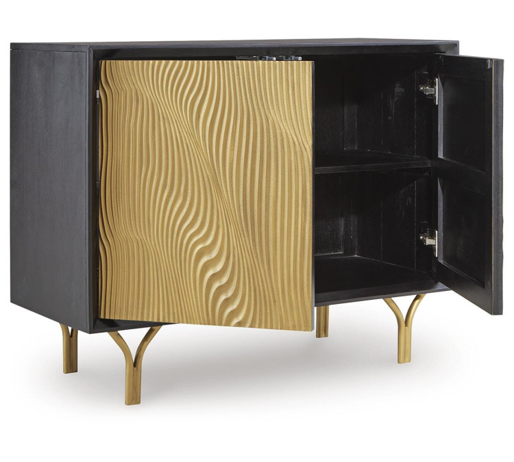 Tayner Accent Cabinet - Black/Gold Finish