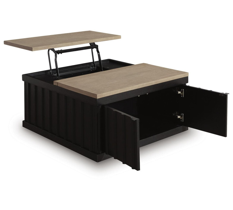 Rylandyn Lift-Top Coffee Table - Black/Light Brown