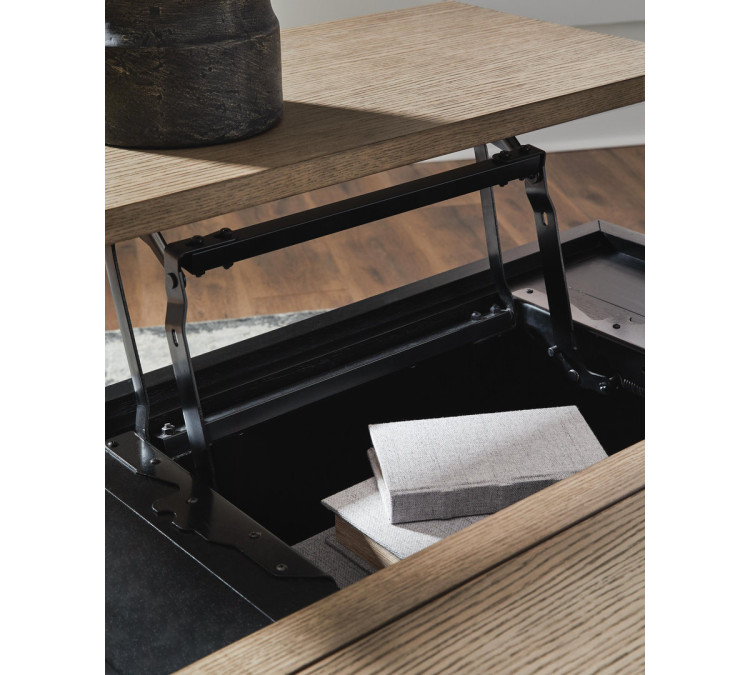 Rylandyn Lift-Top Coffee Table - Black/Light Brown