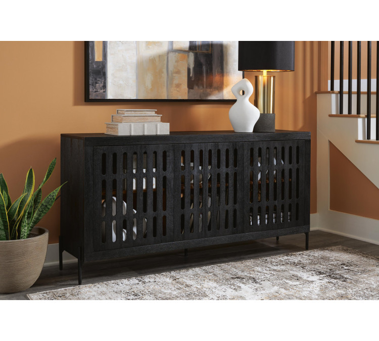 Vallisburg Accent Cabinet - Black/Natural