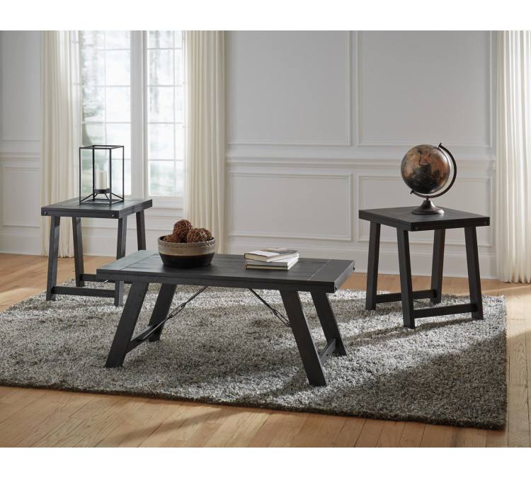 Noorbrook Table (Set of 3) - Black/Pewter