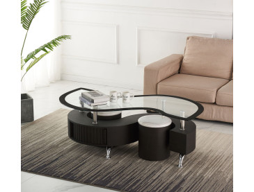 Miami – Curved Style Glass Top & Two Stools