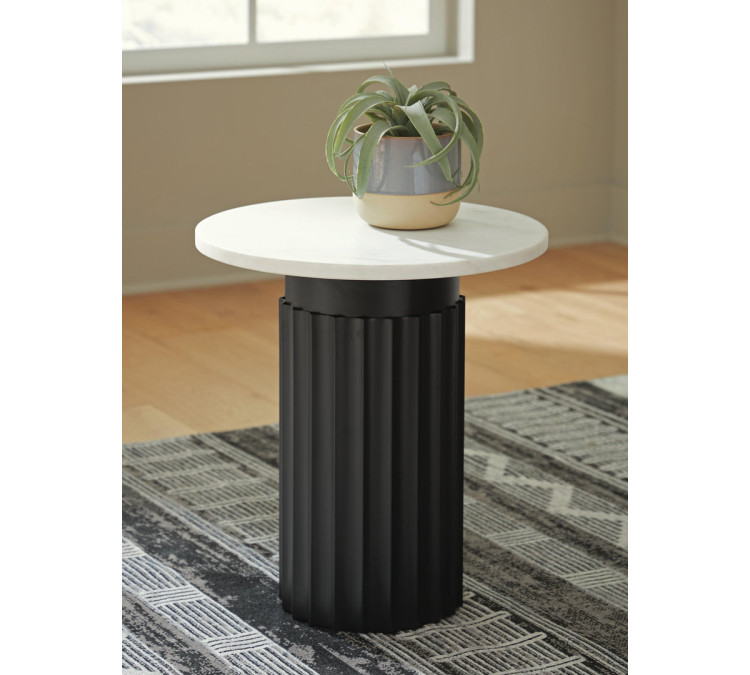 Wainstone Accent Table - Black/White