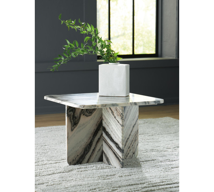 Baretton Accent Coffee Table - Black/White/Taupe