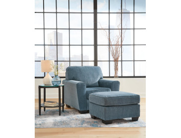Cashton Chair and Ottoman - Blue