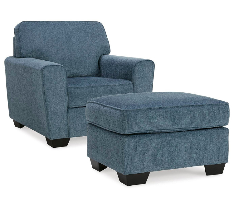 Cashton Chair and Ottoman - Blue