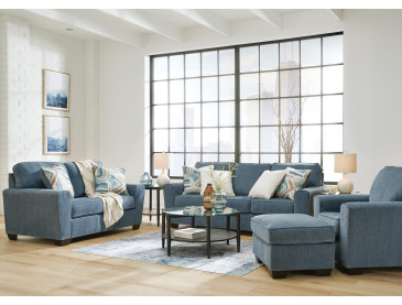 Cashton Sofa, Loveseat, Chair and Ottoman - Blue