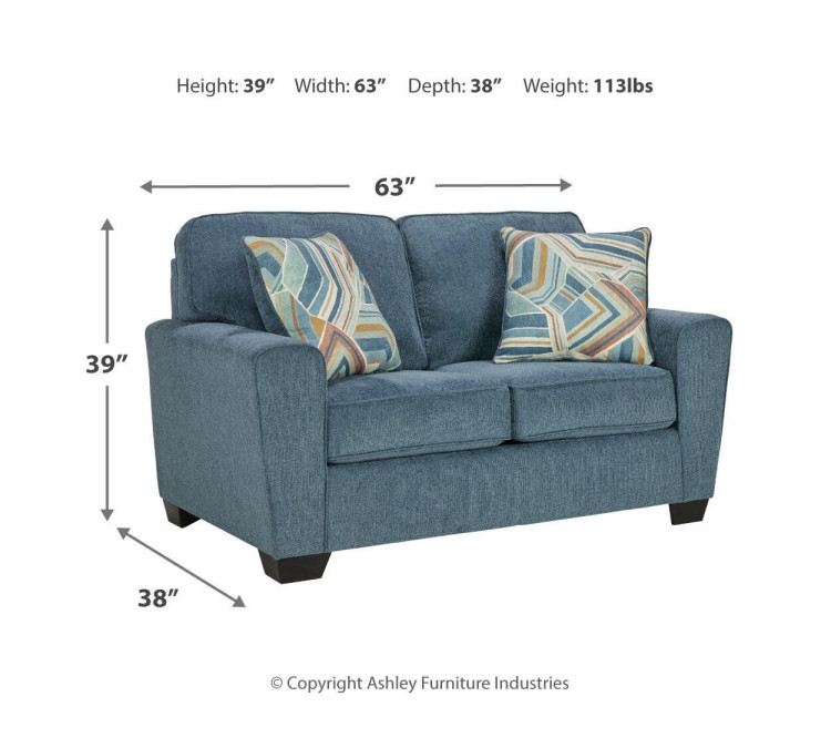 Cashton Sofa, Loveseat, Chair and Ottoman - Blue