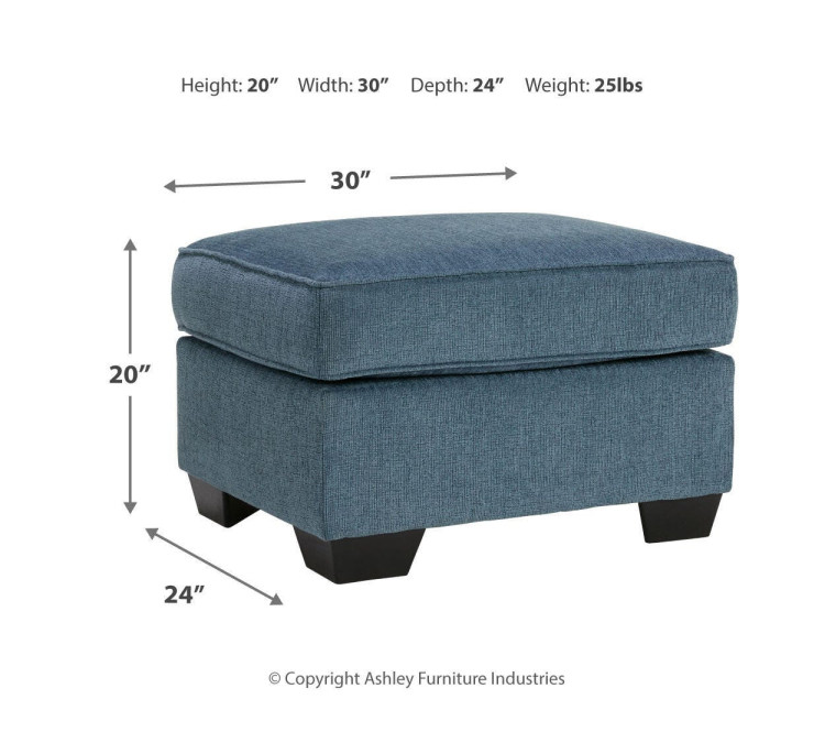 Cashton Sofa, Loveseat, Chair and Ottoman - Blue