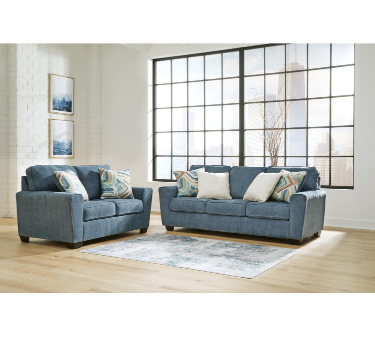 Cashton Sofa, Loveseat, Chair and Ottoman - Blue