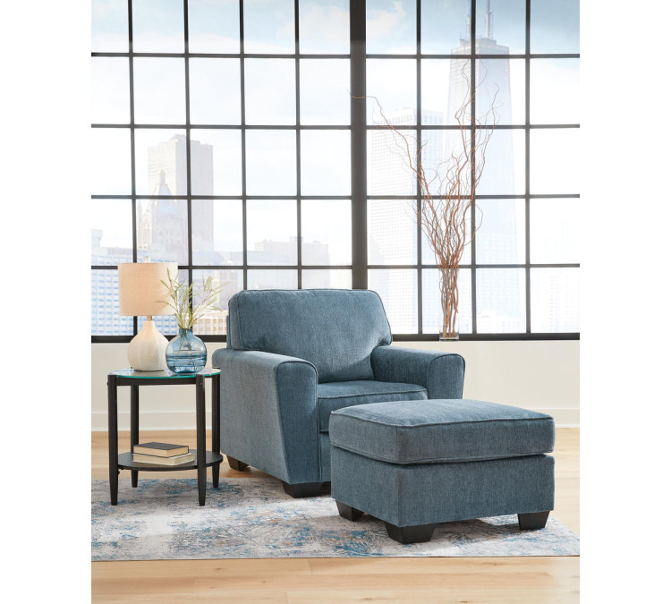 Cashton Sofa, Loveseat, Chair and Ottoman - Blue