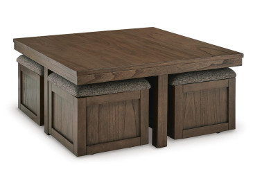 Boardernest Coffee Table with 4 Stools - Brown