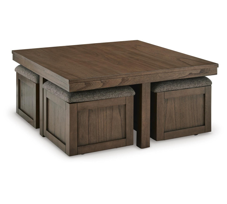 Boardernest Coffee Table with 4 Stools - Brown