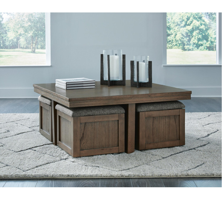 Boardernest Coffee Table with 4 Stools - Brown