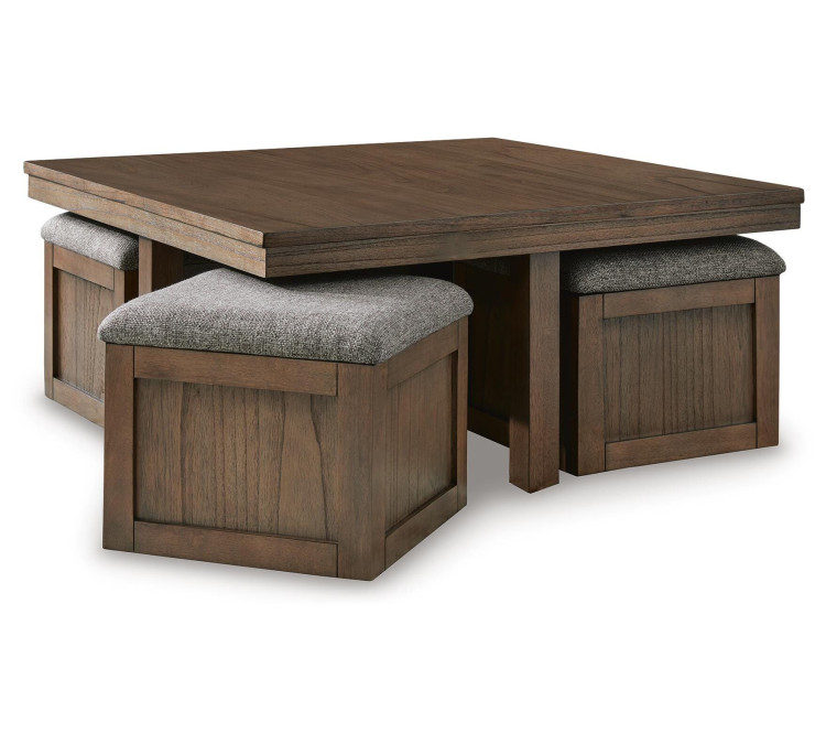 Boardernest Coffee Table with 4 Stools - Brown