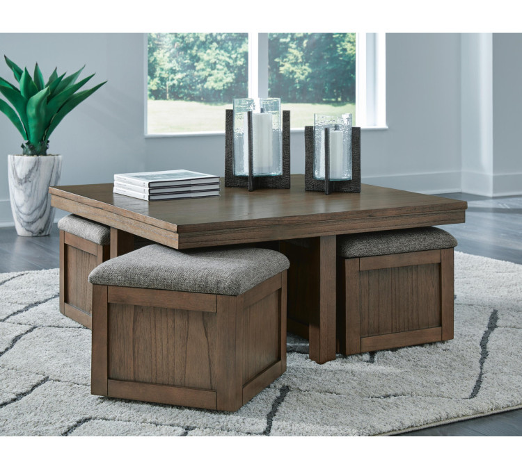 Boardernest Coffee Table with 4 Stools - Brown