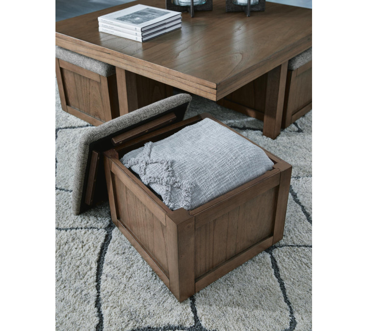 Boardernest Coffee Table with 4 Stools - Brown