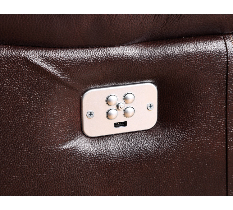 Denver Dual/Power 6/Piece Leather Sectional - Brown