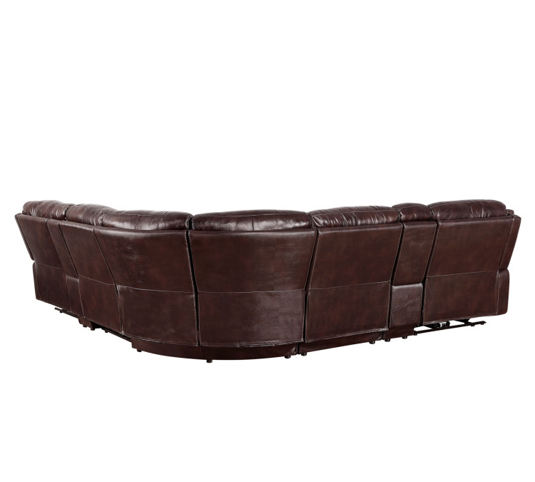 Denver Dual/Power 6/Piece Leather Sectional - Brown
