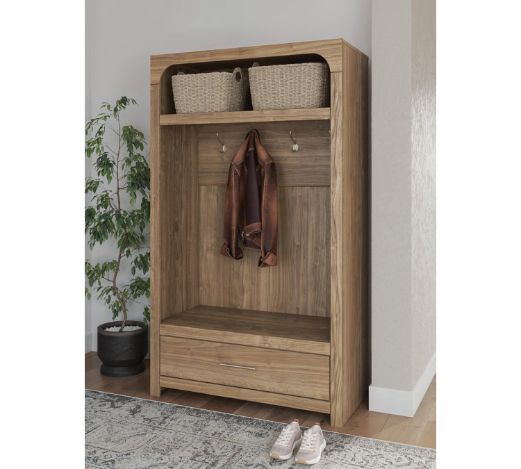 Dovander Hall Tree with Storage Bench - Brown
