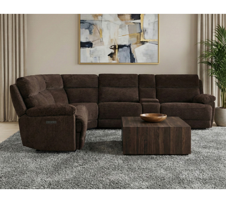 Gatlin Dual/Power Fabric 6/Piece Modular Reclining Sectional - Brown