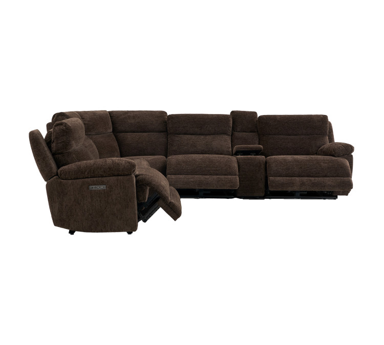 Gatlin Dual/Power Fabric 6/Piece Modular Reclining Sectional - Brown