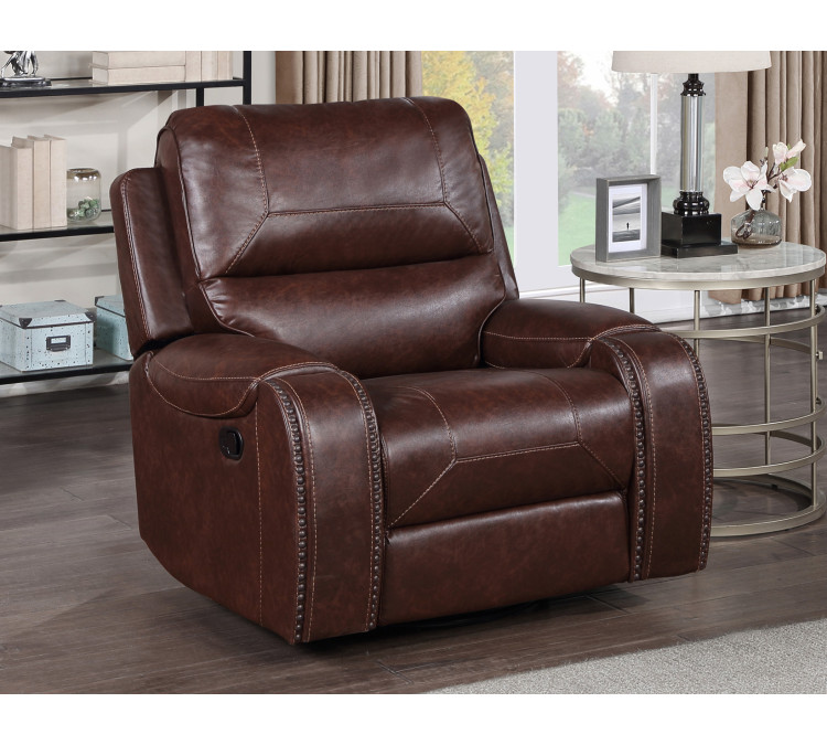 Keily Recliner, Manual Swivel, Glider - Brown