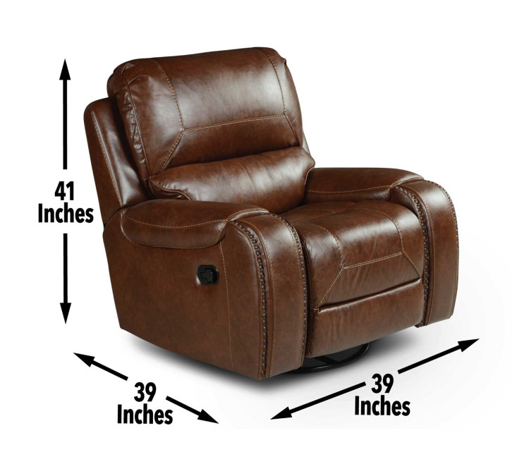 Keily Recliner, Manual Swivel, Glider - Brown