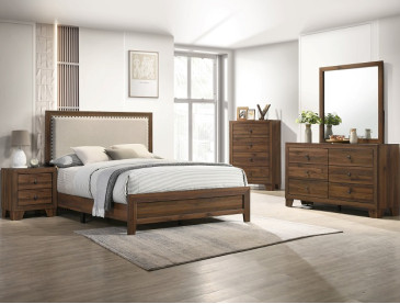 MILLIE UPHOLSTERED BED GROUP - Brown