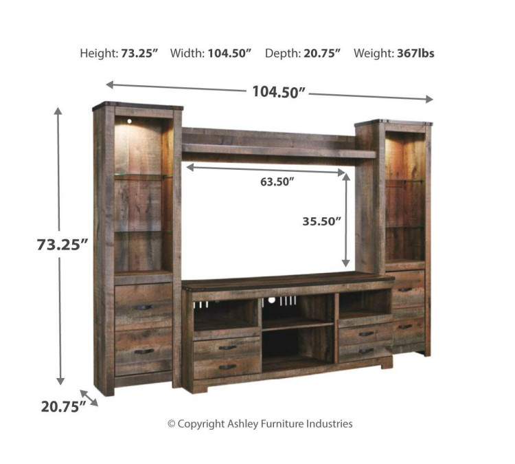 Trinell 4-Piece Entertainment Center - Brown