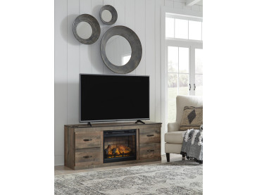 Trinell TV Stand with Electric Fireplace - Brown
