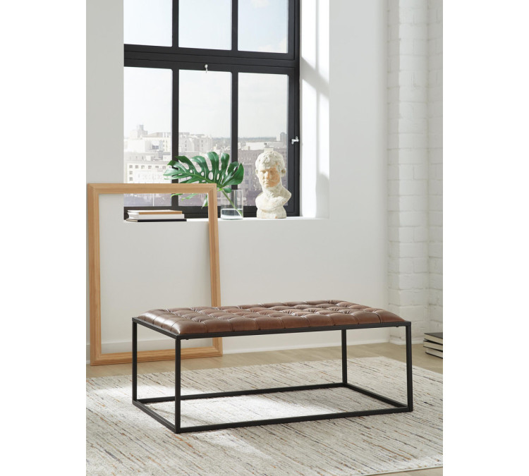 Junsor Coffee Table Ottoman - Brown/Black