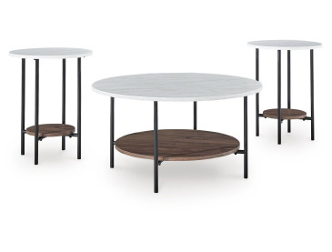 Wrenwich Table (Set of 3) - Brown/Black/White