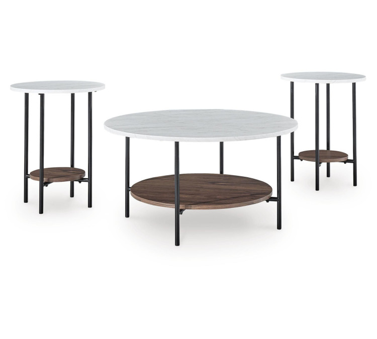 Wrenwich Table (Set of 3) - Brown/Black/White