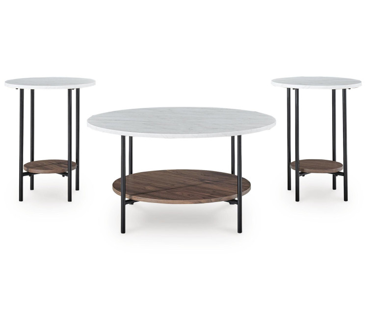 Wrenwich Table (Set of 3) - Brown/Black/White