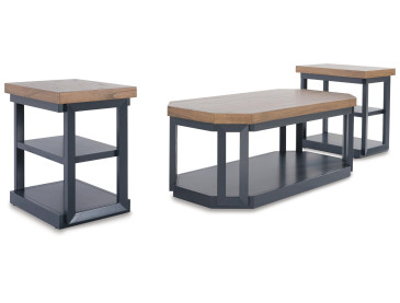 Landocken Table (Set of 3) - Brown/Blue