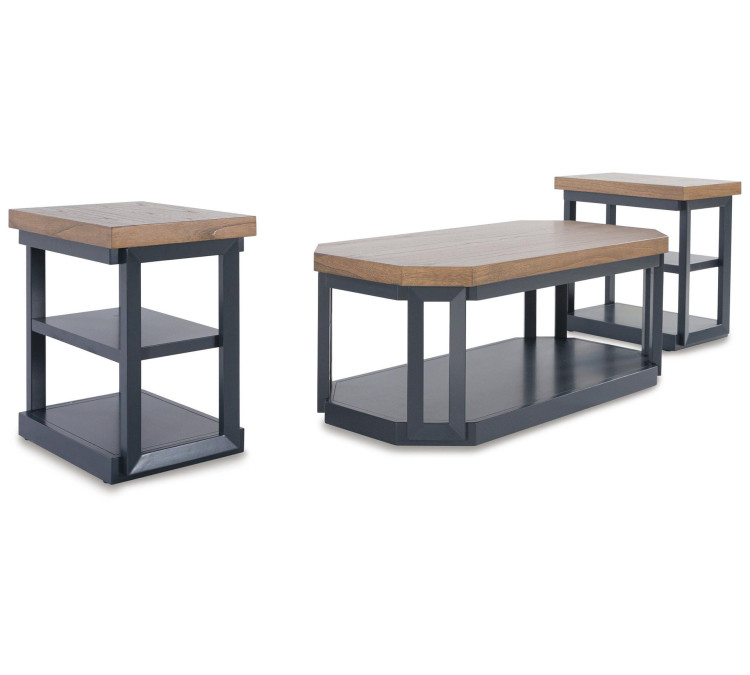 Landocken Table (Set of 3) - Brown/Blue