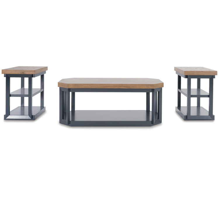 Landocken Table (Set of 3) - Brown/Blue