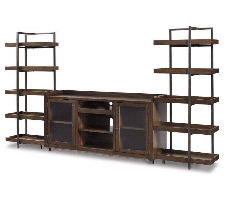 Starmore 3-Piece Entertainment Center - Brown/Gunmetal