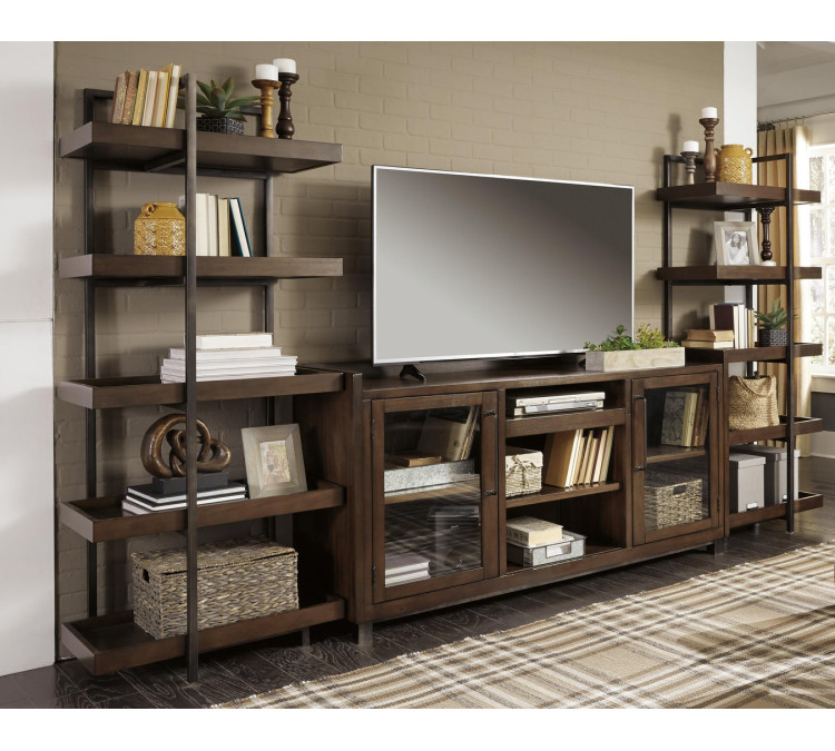 Starmore 3-Piece Entertainment Center - Brown/Gunmetal