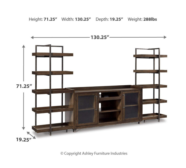Starmore 3-Piece Entertainment Center - Brown/Gunmetal
