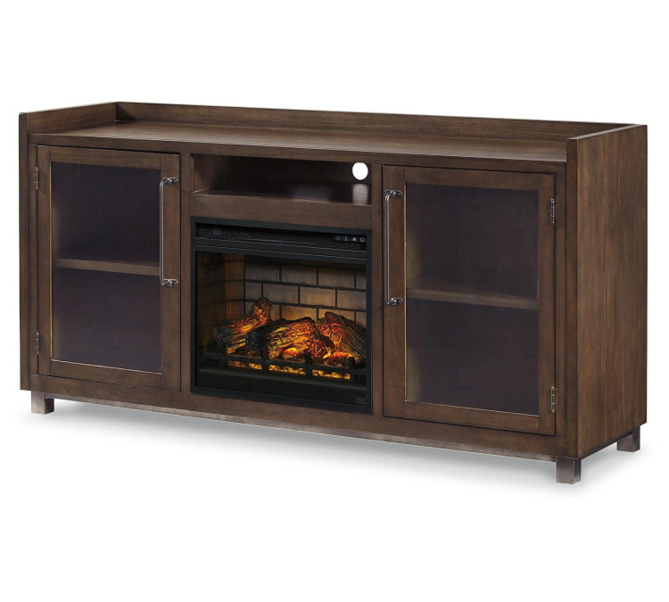 Starmore 3-Piece Wall Unit with Electric Fireplace - Brown/Gunmetal