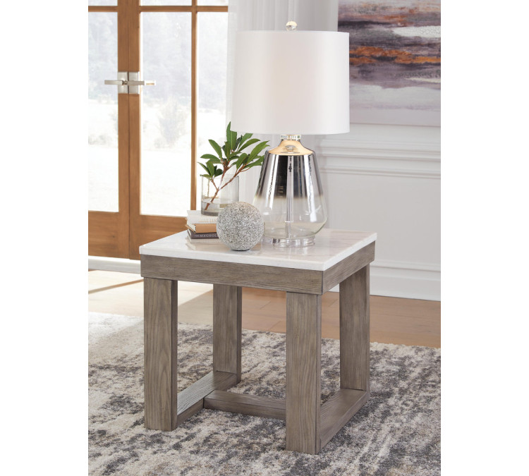 Loyaska End Table - Brown/Ivory