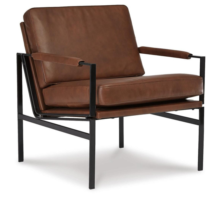 Puckman Accent Chair - Brown/Silver Finish