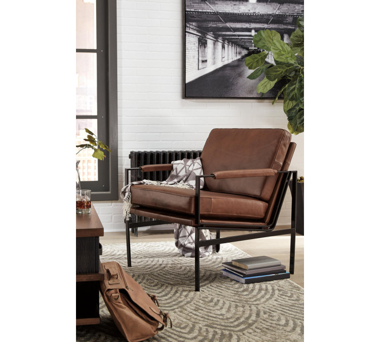 Puckman Accent Chair - Brown/Silver Finish
